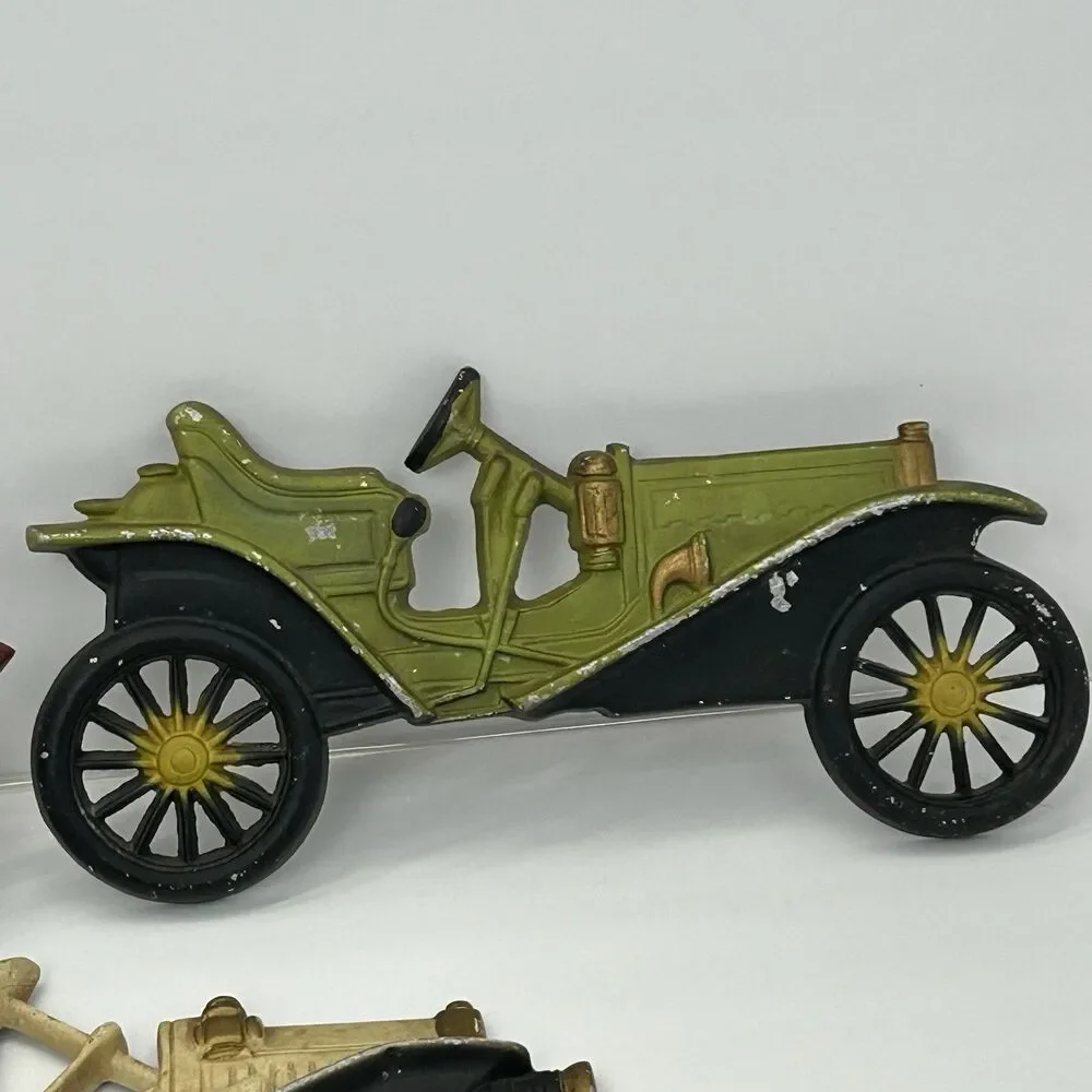 Vintage Midwest Cast Aluminum Wall Hanging Plaques Car Collectibles Set of 3